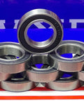 10-Pack 6801-2TS 12x21x5 Sealed Ball Bearings - PTFE Seals arranged in a stack with one prominently displayed in front.