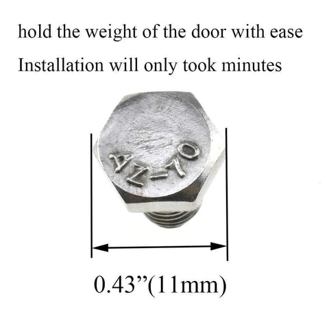 Close-up of a 11mm hex screw for 25mm diameter shower door wheels with solid brass hubs.