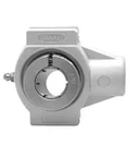Front view of 1-1/4 in Kanigen Accu-Loc RF Black Take-Up Single Row Ball Bearing Unit, Sealed Double Lip Contact, Polymer Housing