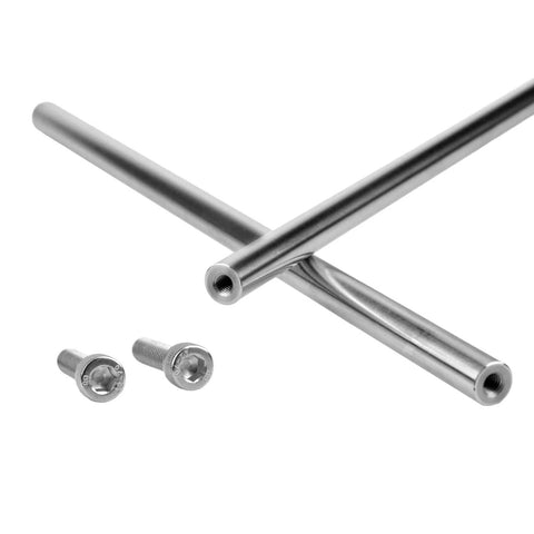 16mm Chrome Plated Linear Rods 300mm Long, 2pcs Solid Linear Motion Shafts with M8 Internal Threaded Ends, shown with bolts