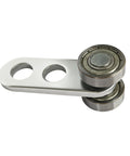 2 Wheel Silent Trolley Assembly Rollers with Deep Groove Bearings, galvanized steel, designed for 1-5/8 inch wide strut channels.