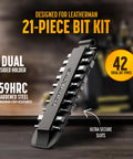 Flat Bit Set For Leatherman Multitools, 21-Piece Galvanox Hardened S2 59HRC Bits Including Slot Torx Phillips Hex Pozi