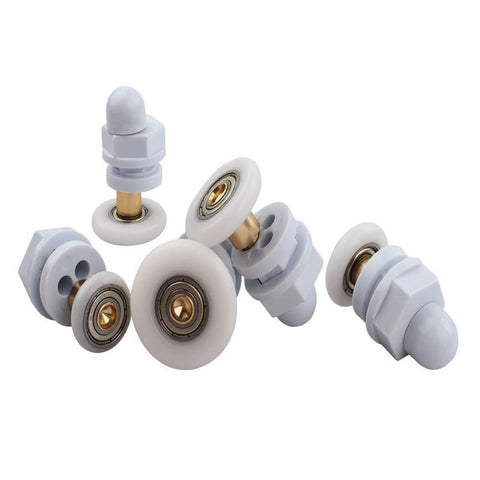 4PCS 25mm shower door rollers replacement with copper rod pulley, nylon runners and stainless steel hardware