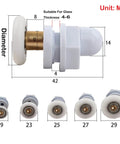 4PCS 25mm shower door rollers replacement with copper rod pulley and nylon runners, dimensions and design details shown