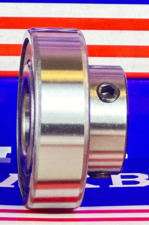 Side view of CSB204-12 Insert Ball Bearing with Set Screw Locking, Sealed Bearing, showing 3/4in Bore x 47mm OD, mounted on shaft.
