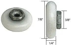 7 8 Inch Oval Edge Nylon Ball Bearing Shower Door Rollers With 8 32 Threaded Hex Hub Tough As Nails Heavy Duty Slick Slide Replacement Wheels For Sliding Tub Doors side and top view