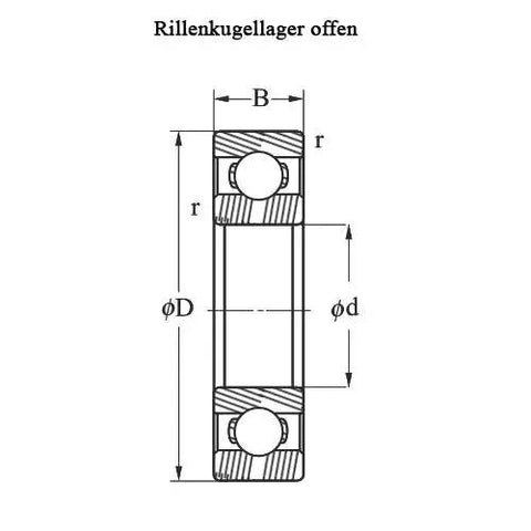 Tough As Nails 6015 Deep Groove Ball Bearing Single Row Open Standard Cage Normal Clearance dimensions diagram with bore size labeled
