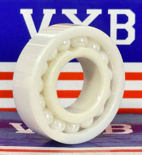 6004 Full Complement Full Ceramic Bearing 20x42x12mm ZrO2 front view with no cage design, showing zirconium oxide material.