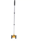 Jiawu Measuring Wheel Lightweight Accurate Distance Tool for Construction Landscaping Projects, Dual 4in Rolling Wheel with Telescopic Rod and Amateurs standing upright with a silver and yellow design.