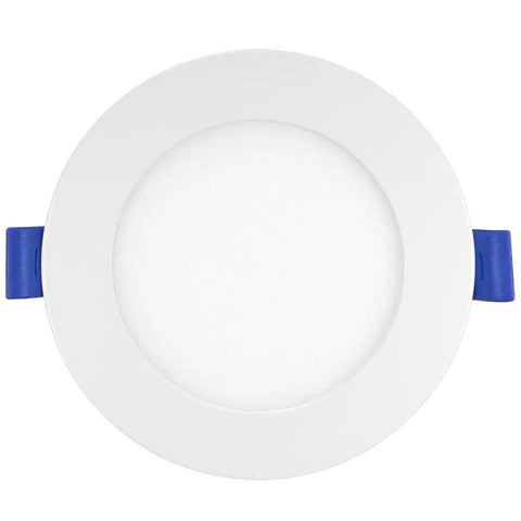 Clean 4 Inch Recessed Led Downlight With 5 Switchable Cct Modes, Fully Dimmable Ceiling Light, Slick Canless Design, Ic Rated, Amping Up Rooms At 750 Lumens, Dead Simple J Box Hookup, Solid Pick - top view with blue clips