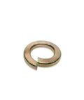 Step Up Your Rig Building Routine With These Badass 5/16 Inch Grade 8 Split Lock Washer showing its unique split design and premium yellow zinc plating.