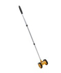 Eujgoov Rolling Measuring Wheel with 4in Dual Wheels, 0-9999.9m Distance, featuring adjustable aluminum handle and dual wheels.