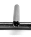 Close-up of M3 By 28 Millimeter Roll Pin Spring Pin in medium carbon steel with black oxide finish, front view.