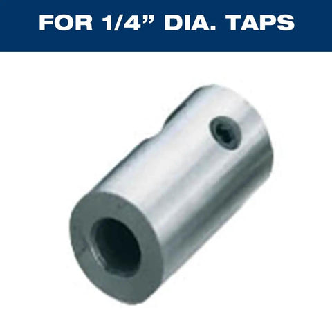 Top Notch 3 4 Inch Weldon Tap Adapter With 1 4 Tap Collet For Magnetic Drill Presses close-up of 1/4 inch dia tap socket.