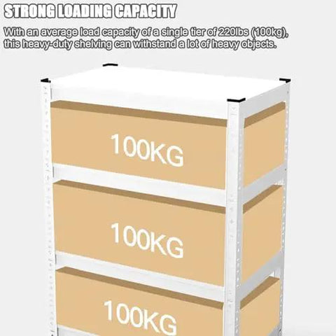Adjustable Three Tier Metal Storage Shelves Free Standing Garage And Kitchen Shelving Unit Heavy Duty Carbon Steel Organizer Rack For Home Office showing strong loading capacity with 100kg labels.