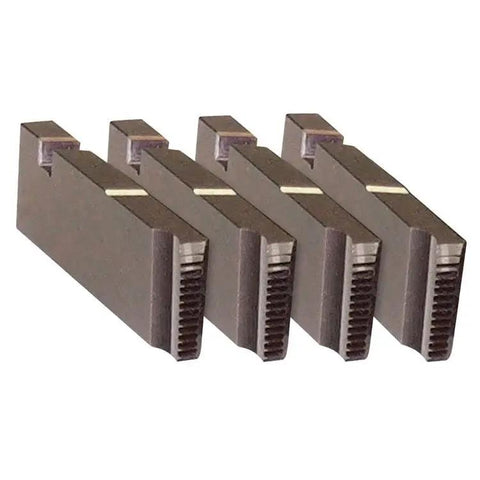 Set of 4 heavy duty pipe threading dies for 1 to 2 inch NPT pipes, alloy material, compatible with RIDGID universal die heads.