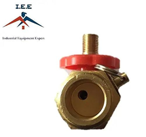 Heavy Duty Brass Carry Tank Manifold Pair For Portable Air Compressors Featuring Dang Solid 130 Psi Relief Valve and Quick Schrader Fill Port, brass valve detail.
