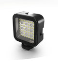 Underwater Video Fill Light With 49 LED Beads, 5000 Lux At 20cm, showing LED arrangement and waterproof casing design.