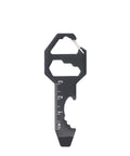 Metal Multi Tool Card With Bottle Opener And Hex Wrench, black, slim design with ruler, for wallet or keychain, everyday carry gear.