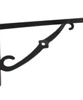 Rock Solid Wrought Iron Shelf Brackets Heavy Duty Corner Triangle Supports For Indoor Bookshelves Kitchen Cabinets Wall Mounted Display And Storage Rack Systems, black iron bracket side view.