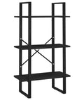 Five Tier Black Book Cabinet with Sturdy Metal Frame and Engineered Wood Shelves for Books, Modern Industrial Style