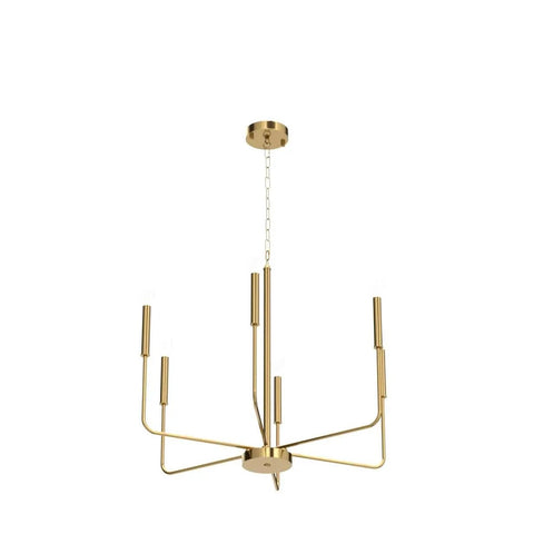Gold Spray 6 Light Modern Farmhouse Candle Chandelier for Dining Room and Living Space Dope Rustic Pendant Lighting Fixture Industrial Ceiling Light for Kitchen Island Foyer or Entryway 26.2 Inch