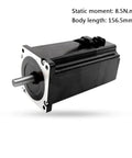 Front view of black CNC open-loop brake stepper motor, 86 flange, metal shaft