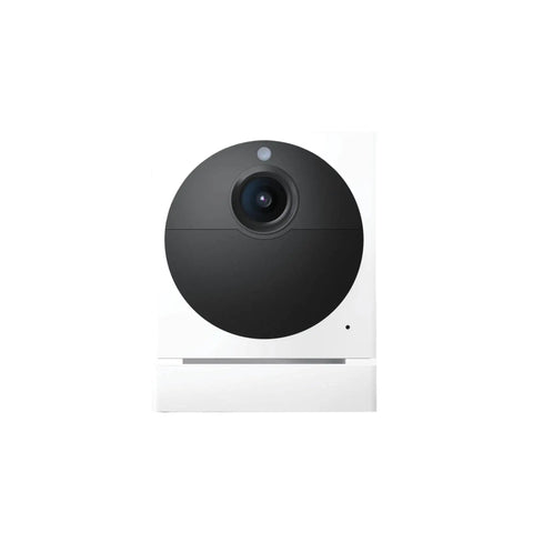 Close-up of Outdoor Security Camera Starter Kit With Base Station And One Camera, 1080P HD Wireless Indoor Outdoor Home Surveillance System.