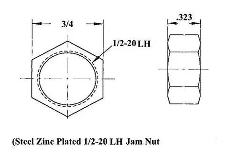 Bulletproof 1/2 Inch Rod End Kit Featuring Heat Treated Steel Bodies And Machined Aluminum Cone Spacers Hardcore 4 Link Steering Rig Built Tough For Offroad Trails, steel zinc plated 1/2-20 LH jam nut blueprint.