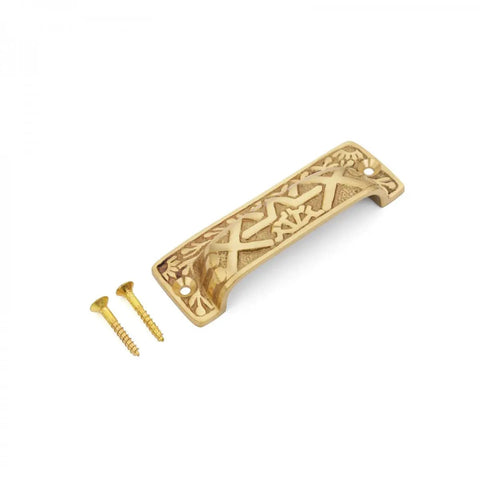 Rock Solid Cast Brass Azteca Cabinet Cup Pulls With Tough Scratch Resistant Finish Durable Vintage Kitchen Drawer Hardware Pack Of Six For Easy Home Refreshes And Quick Renovations, decorative antique brass handle with screws.