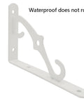 Rock Solid Wrought Iron Shelf Brackets Heavy Duty Corner Triangle Supports For Indoor Bookshelves Kitchen Cabinets Wall Mounted Display And Storage Rack Systems in white color.