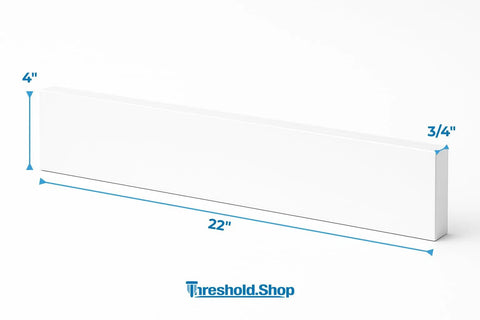 Super White Engineered Marble Bathroom Vanity Sink Backsplash Sidesplash 4X22 Inch Straight Up Splash Guard closeup with dimensions.