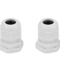 Close-up of plastic connectors from All Weather Nylon Cable Gland Kit 10 Pack For Outdoor Industrial Wiring IP68 Sealed Strain Relief PG7 To PG21 Range PG13.5 Compatible