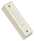 LED Lighted Doorbell Button Push Switch Wall Mounted For Wired Chime Ring Black Finish With Built In LED Glow 9 To 24 VDC Wide Voltage Power Supply Compatible Easy Mounting Durable Button For Home Front Doorbell, white wall-mounted button with screw holes