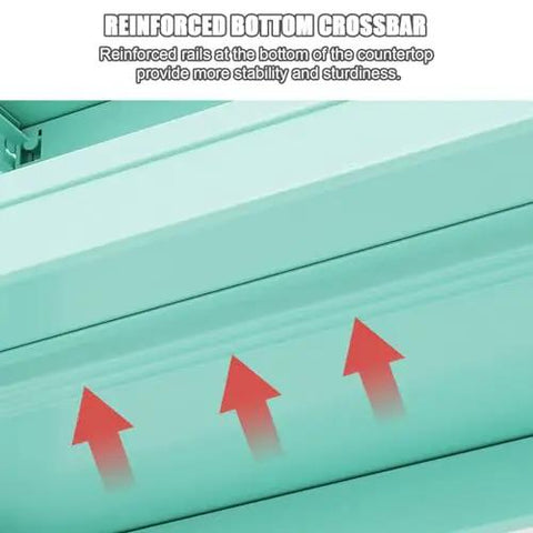 Reinforced bottom crossbar detail of Adjustable Three Tier Metal Storage Shelves Free Standing Garage And Kitchen Shelving Unit.