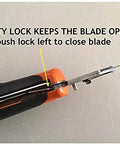 Close-up of Pro Job Site Essentials Rugged 2 In 1 Folding Jab Saw And Utility Knife Combo highlighting safety lock mechanism.