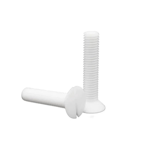 Pro Grade PTFE Coated Flat Countersunk Phillips Screws M4 X 25mm High Temp Rust Proof Fasteners shown from two angles.