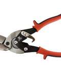 Heavy Duty Left And Right Aviation Snips Combo Pack For Sheet Metal Cutting Pinch Thru Point Design in red and black