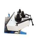 Professional Grade Industrial Strength Heavy Duty Pinch Roll Bender Machine For Rolling Pipe Flat And Round Steel With Knockout Performance And No Sweat Workshop Setup, top view showing three rollers.
