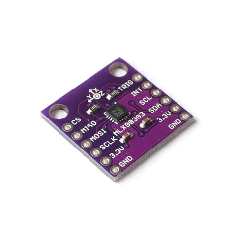 Digital Hall Effect Sensor Module With I2C And SPI Interfaces For High Precision Positioning And Rock Solid Motion Control In Battery Powered IoT Devices And Industrial Equipment, purple PCB