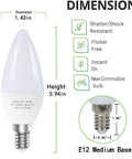 6-Pack E12 LED Candle Light Bulbs 60W Equivalent Non Dimmable Daylight 5000K Type B, bulb dimensions and features image