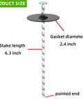 Heavy-Duty Galvanized Landscape Stake with Gasket Cap, 6.3-inch garden spike, 2.4-inch cap diameter, pointed end view