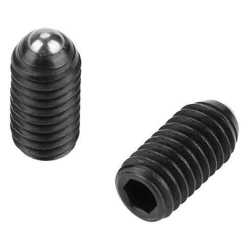 Pro-Grade M6 Carbon Steel Ball Nose Spring Plungers Hex Socket Locking Pins two black steel plungers with spherical tips