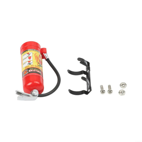 Beefy Solid Red Plastic Simulation Fire Extinguisher For 1/8 Scale Rc Rock Crawler Rig with mounting clip and hardware.