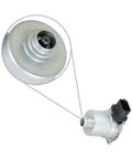 Clutch actuator for automatic transmission; side view with black connector and close-up of gear hub.