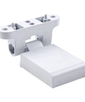 Heavy Duty Aluminum Alloy Flag Hinge Set For Double Doors showing white finish hinge, top bracket and pivot pin details.