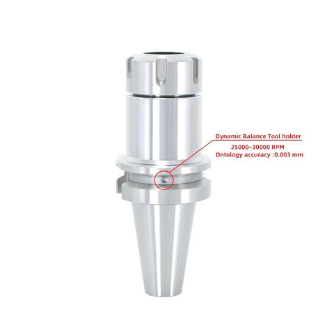 Heavy Duty Bt30 Bt40 Tool Holder For CNC Machining Center With Er11 Er16 Er20 Er25 Er32 Er40 Collets showing precision ground shank.