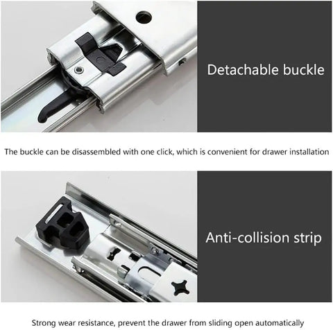 Detachable buckle and anti-collision strip for Genuine Heavy Duty Drawer Runners With Full Extension Ball Bearing Slides 10 Pair.