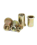Bulk 10 Pack Flat Head Threaded Insert Nuts M3 To M12, Heavy Duty Zinc Plated Steel Rivet Nuts with knurled body.