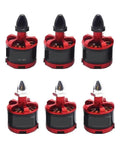 Set of six red 2212 920KV Brushless Drone Motors with 3.5mm connector for F450 F550 S550 quadcopters, CW and CCW design.